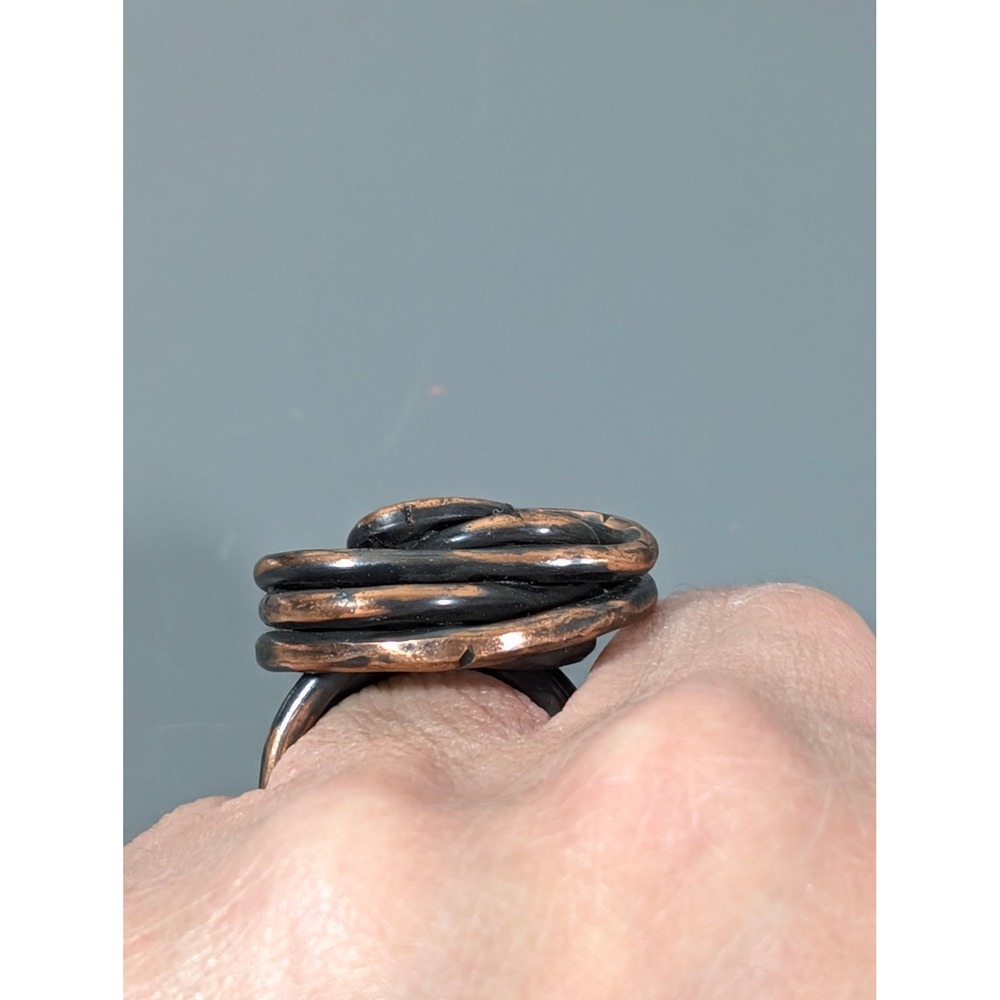AC Jewelry Creations Copper Knot Cocktail Ring Size 7 Artisan Statement - Picture 7 of 8